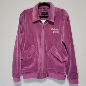 Teddy Fresh Pink Velour Flight Bomber Jacket